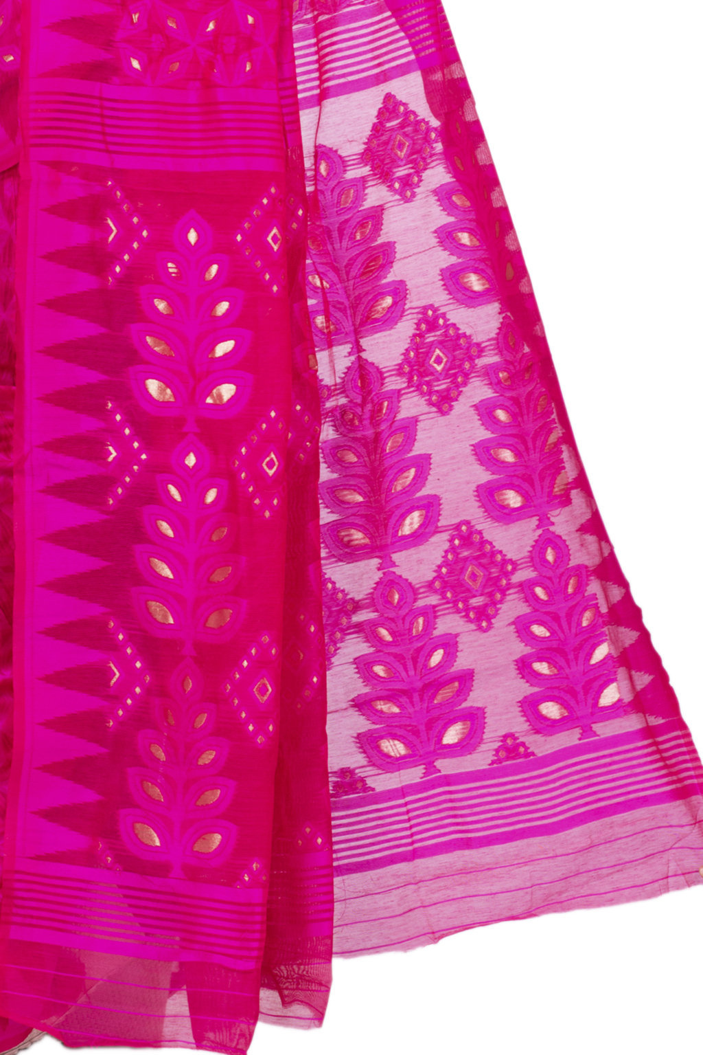 Pink Pure Cotton Minakari_Jmdni Jamdani Saree (697)